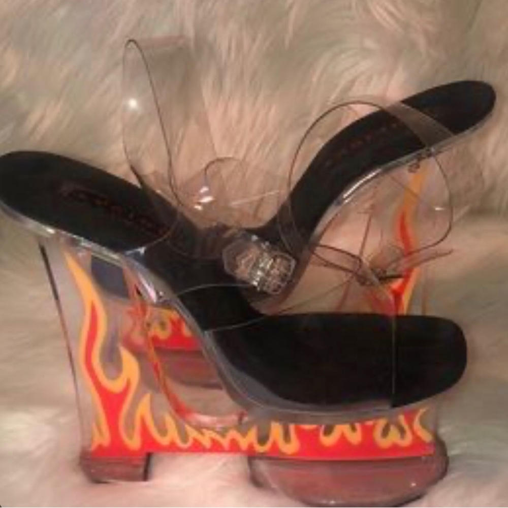 Lucious Acrylic Platform Flame Heels Size 9 - image 3